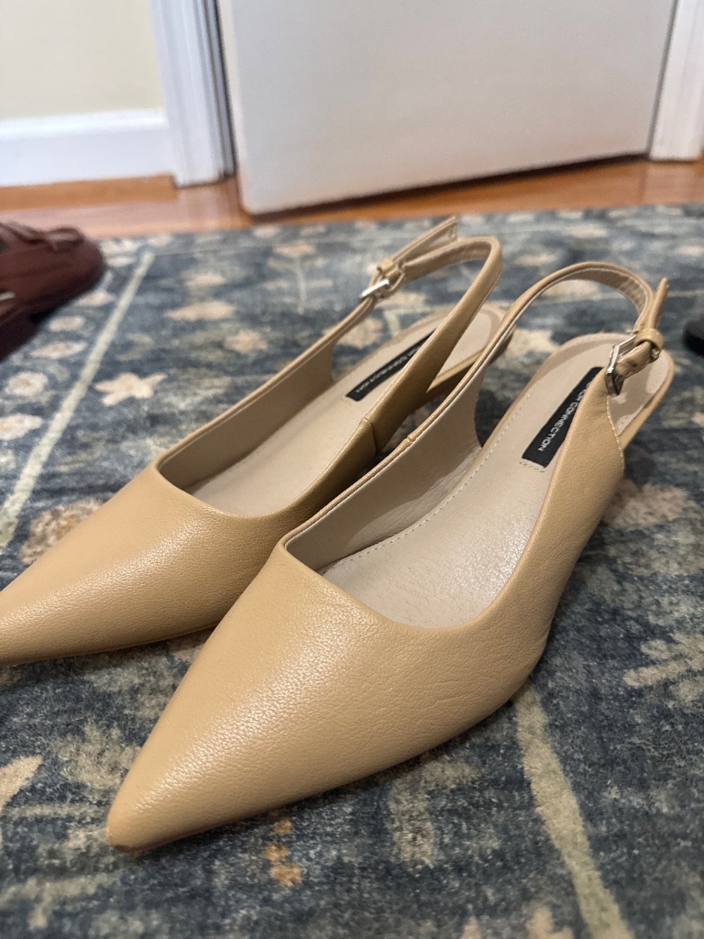 French Connection Nude Beige Vegan Leather Slingback Heels 8.5